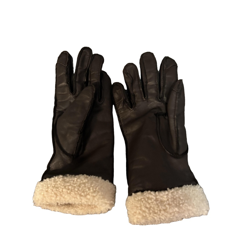 Koolaburra by Ugg Brown Leather Gloves Faux Fur Size Small - Picture 4 of 6